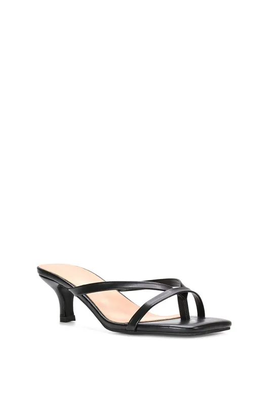 Tiana' Kitten Heel Sandal Mules With Toe Post - XY London