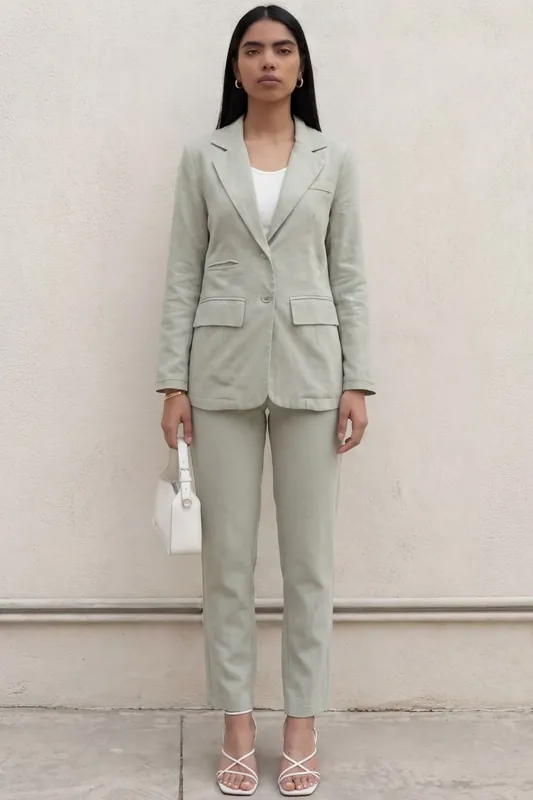 Buttoned Jacket Collar Two-Piece Set