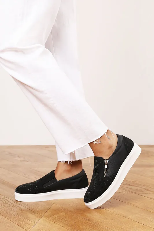 Galia' Zip detail Trainer with Diamante Toe - Where's That From