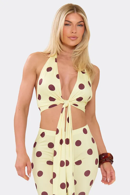 Sleeveless Halter Neck Polka Dot Top - EGO