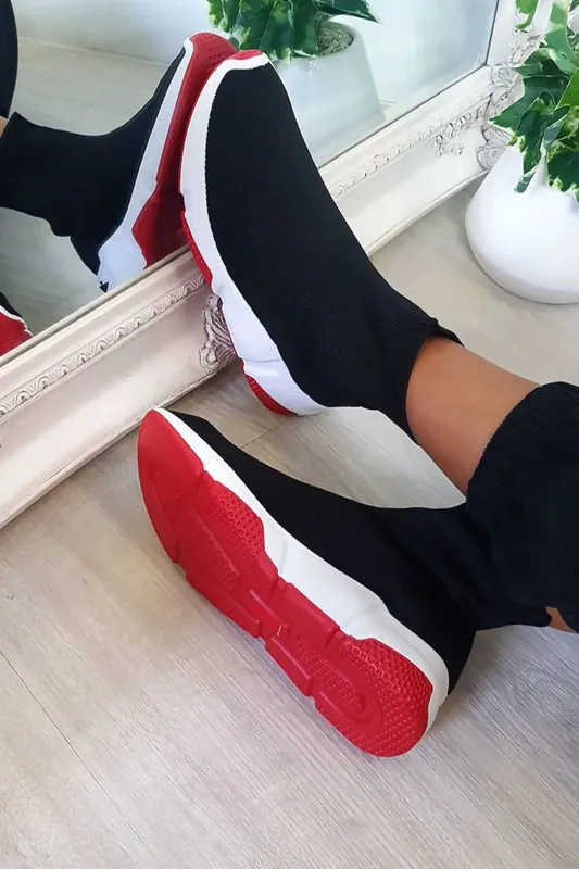 Knit Slip-On Sock Trainer Sneakers with Sole Detail