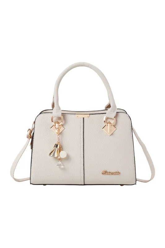 Elegant Lychee Grain Top Handbag with Cute Pendants - MODISHION
