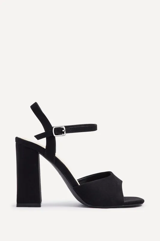 Monroe Wide Fit Black Block Heels - Linzi