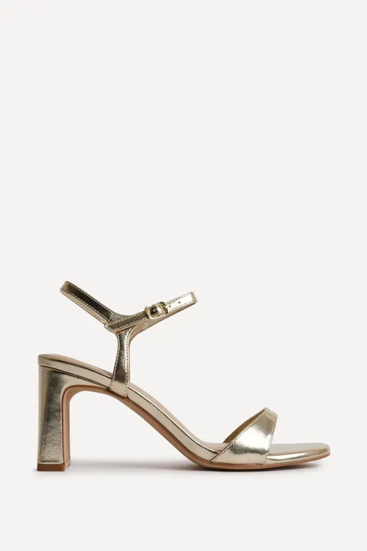 Charisma Gold Faux Leather Heeled Sandals - Linzi