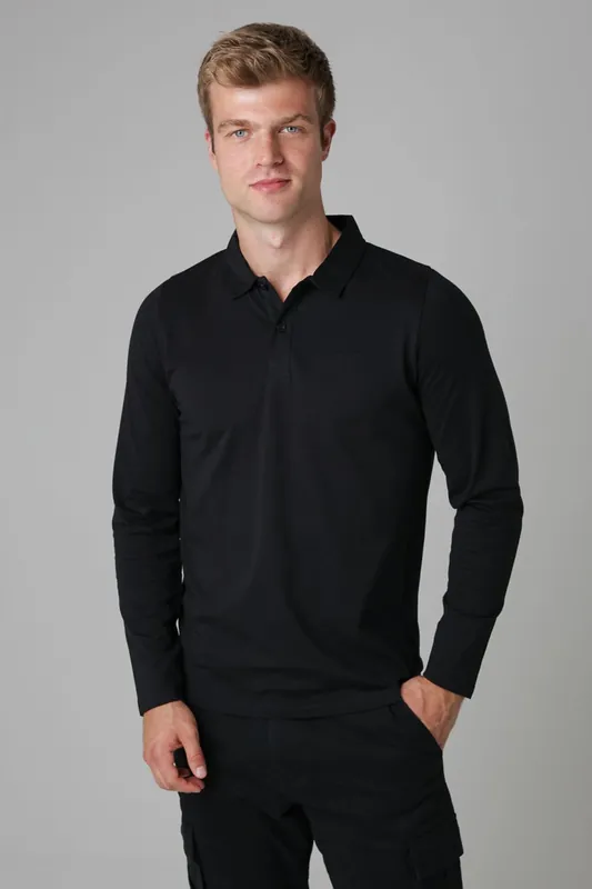 Long Sleeve Cotton Polo Shirt - Tokyo Laundry
