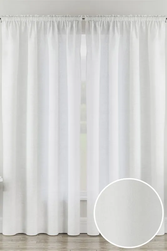 Rhodes' Plain Linen-Look Voile Panels Pair with Rod Pocket Header