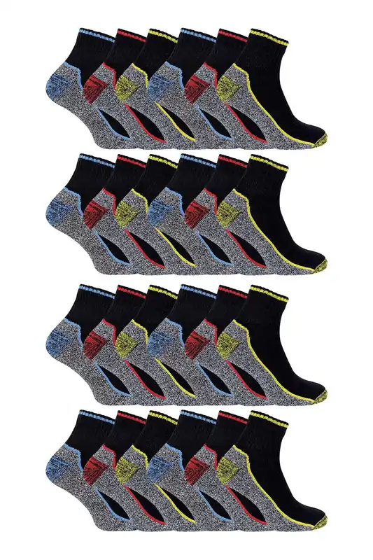 24 Pairs Multipack Short Breathable Bamboo Work Socks - Sock Snob