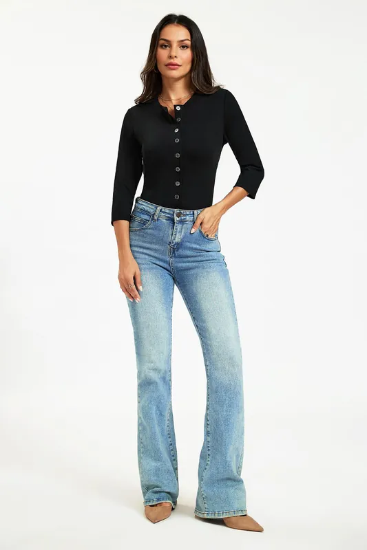 Button Through Jersey Cardigan Top - FS Collection