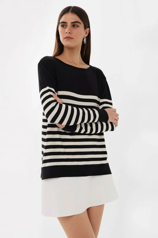 Striped Basic Knit Sweater - Hiccup