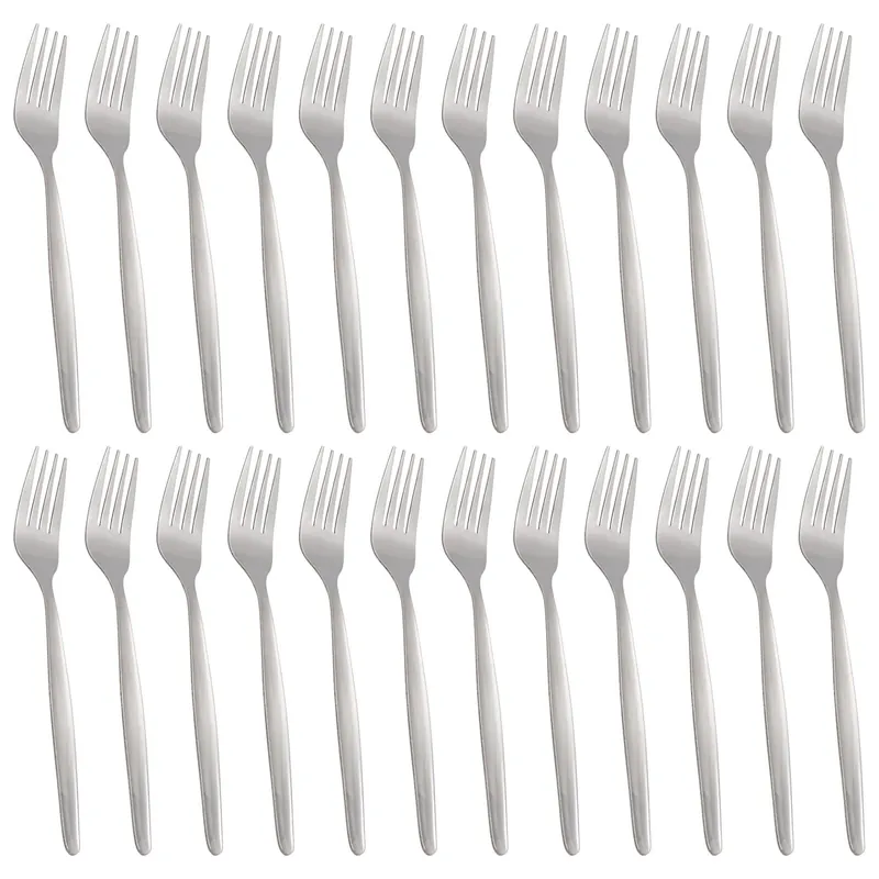 Economy Silver Dinner Forks - 24x Durable Rust Resistant Flatware