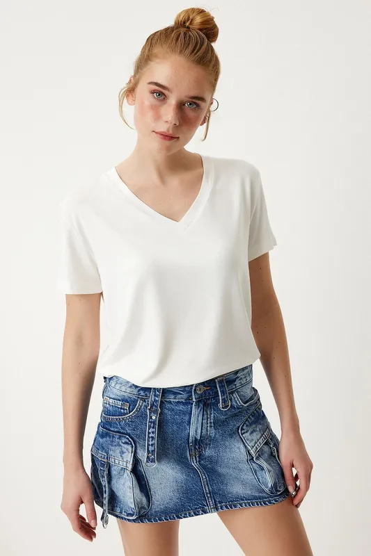 V-Neck Short Sleeve Plain T-Shirt