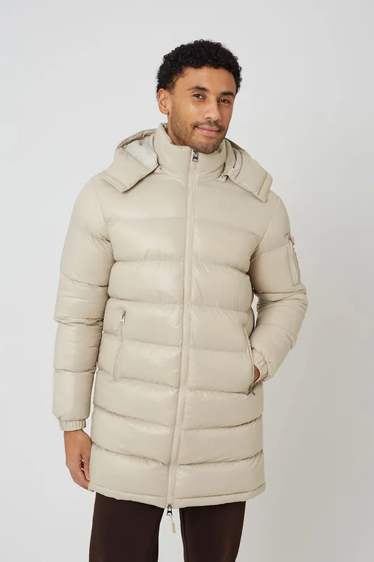 Longline Hooded Padded Puffer Jacket - Brave Soul