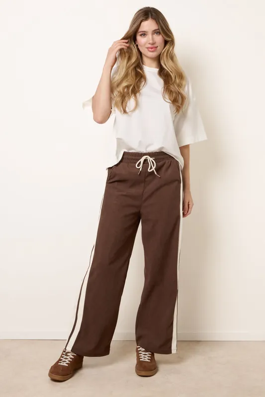 Brown Corduroy Side Stripes Trousers - Blue Vanilla