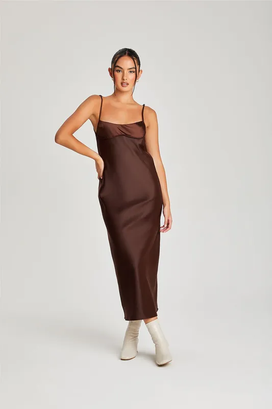 Satin Underbust Midi Dress - Urban Bliss