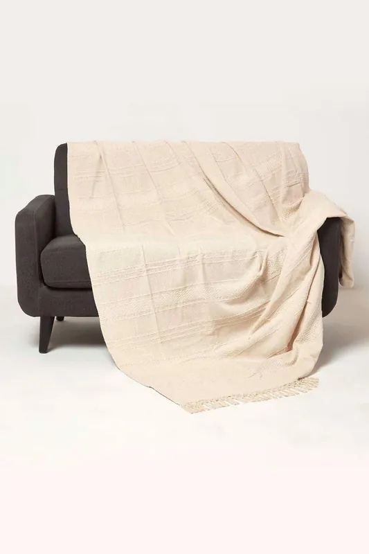 Kashi Cotton Throw with Tassels - Homescapes