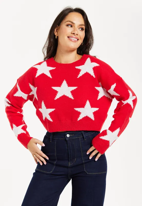 Star Pattern Jumper In Red - Liquorish