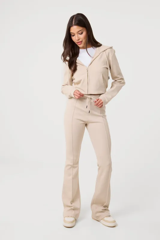 Stone Pin Tuck Jersey Flares - Pink Vanilla
