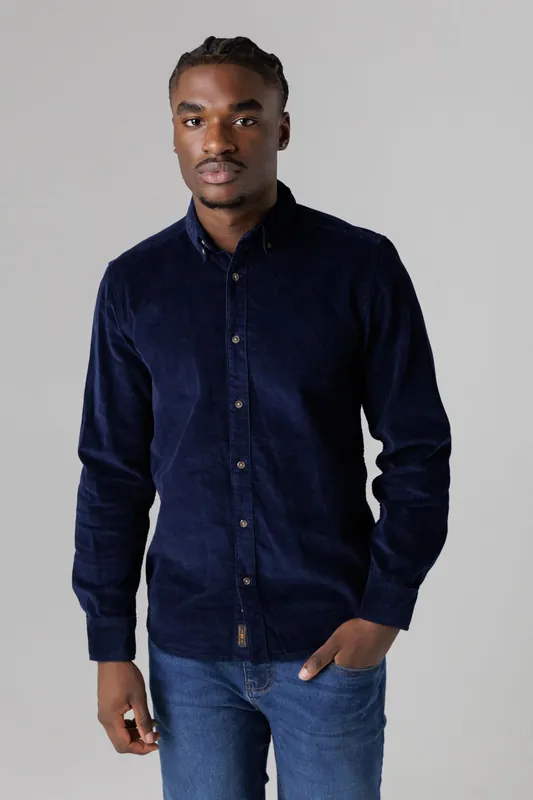 Cotton Long Sleeve Corduroy Button-up Shirt