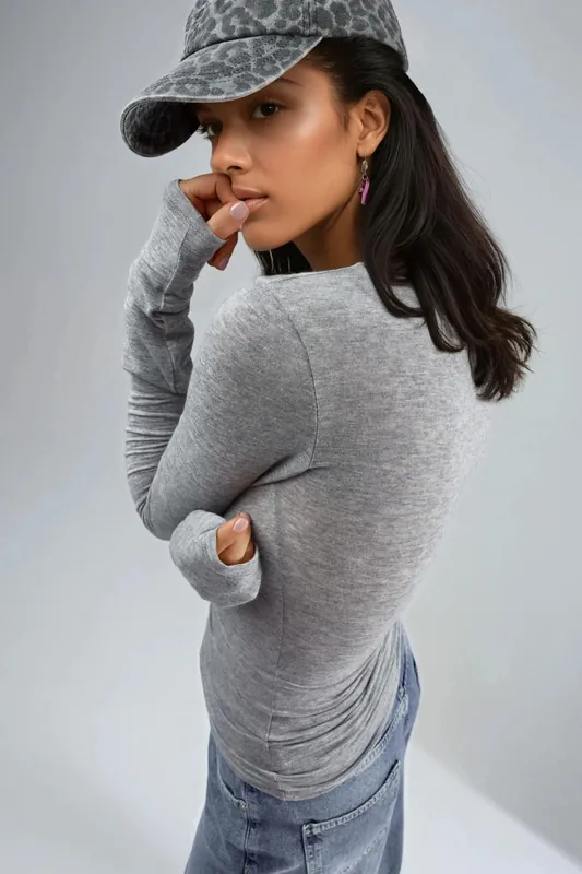 Slim Fit Long Sleeve Transparent Blouse - Busem