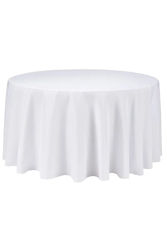 90 Inch Round Table Cloth, Spun Polyester Linen Tablecloth - Neel Blue