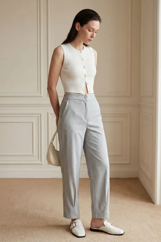 High Waist Straight Leg Pants with Pockets - MyFashion