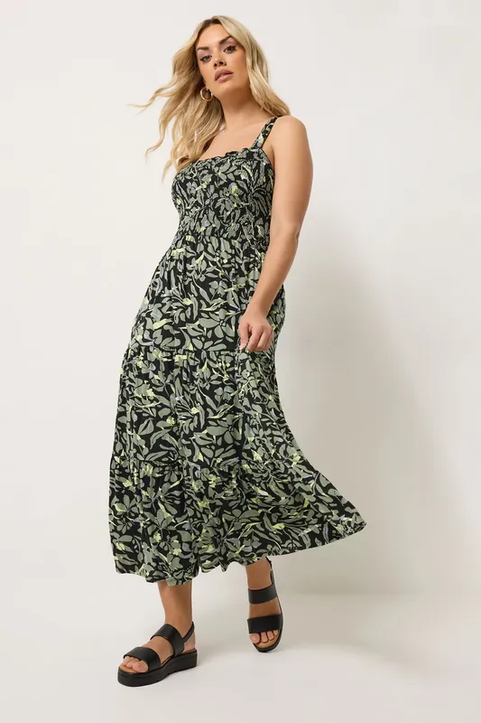 Shirred Floral Midi Dress - Yours