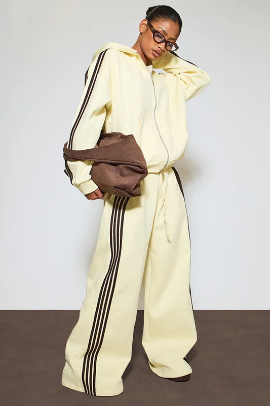 Wide Leg Contrast Stripe Heavyweight Joggers - EGO