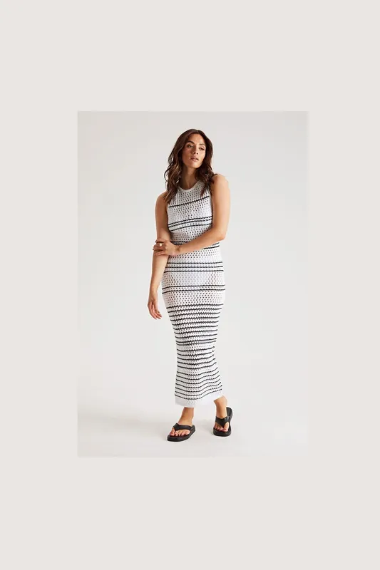 Stripe Pointelle Midaxi Dress - Urban Bliss