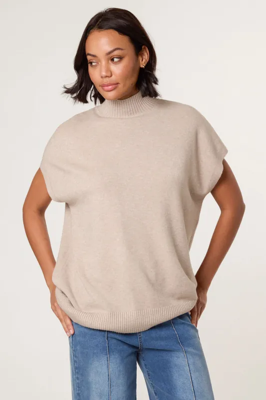 Light Brown Oversized Sleeveless Jumper - Blue Vanilla