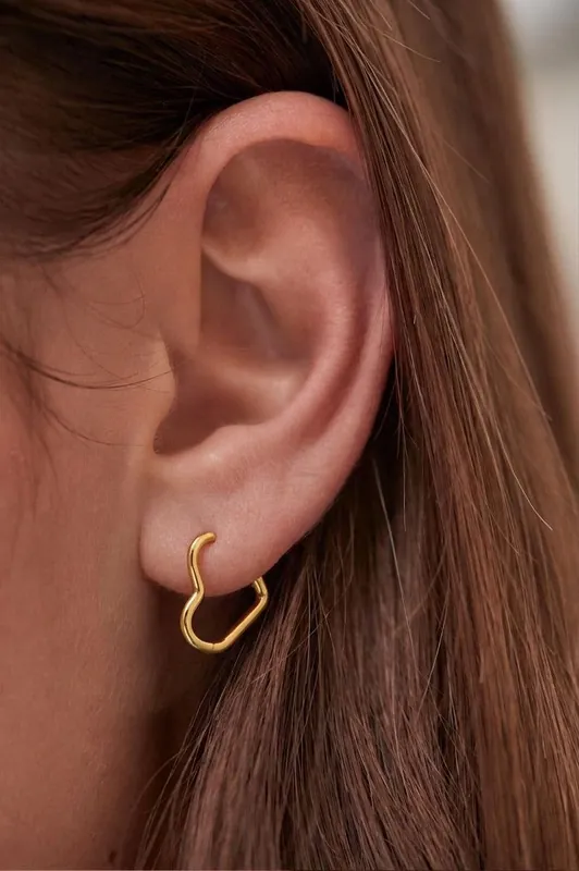 Gold Heart Hoop Earrings - Serla