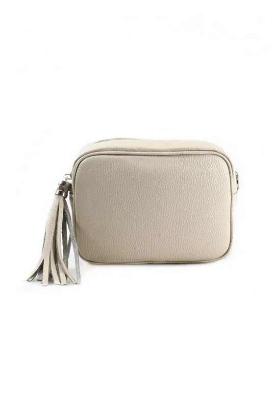 Tassel Charm Genuine Italian Leather Small Camera Crossbody Bag - Kitise