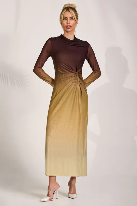 Petite Long Sleeve Mesh Maxi Dress - Jolie Moi