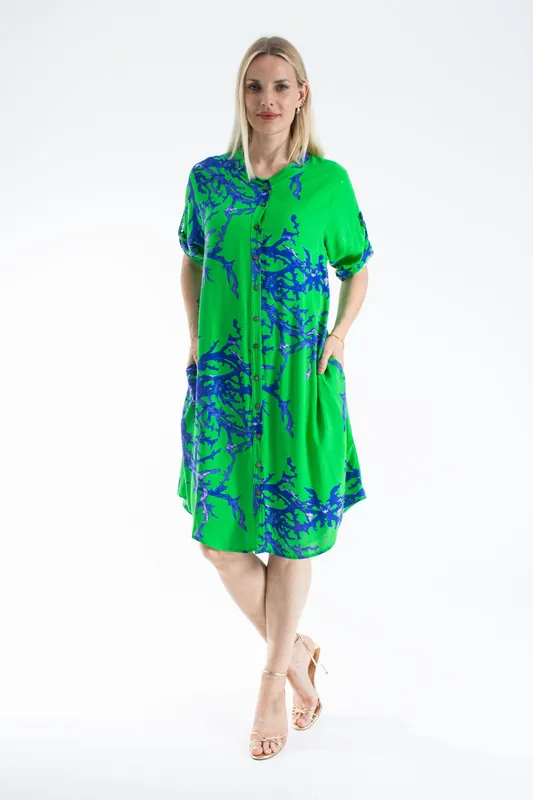 Womens Abstract Print Midi Dress - Belissh