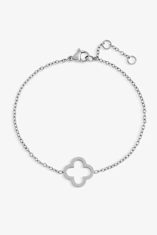 Sterling Silver Plated Waterproof Clover Bracelet - Jon Richard