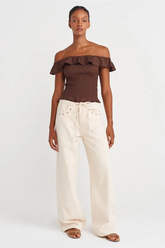 Mid-Waist Wide-Leg Cotton Denim Jeans