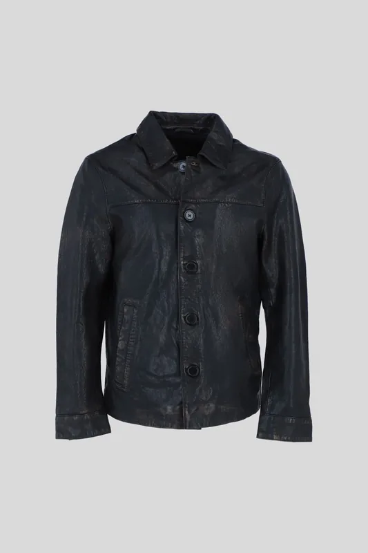 'Class' Real Leather Regular Fit Coat with Button Closure - Ashwood Leather