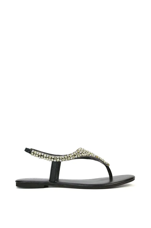 Lauren' Embellished Toe Post Flat Sandals - XY London