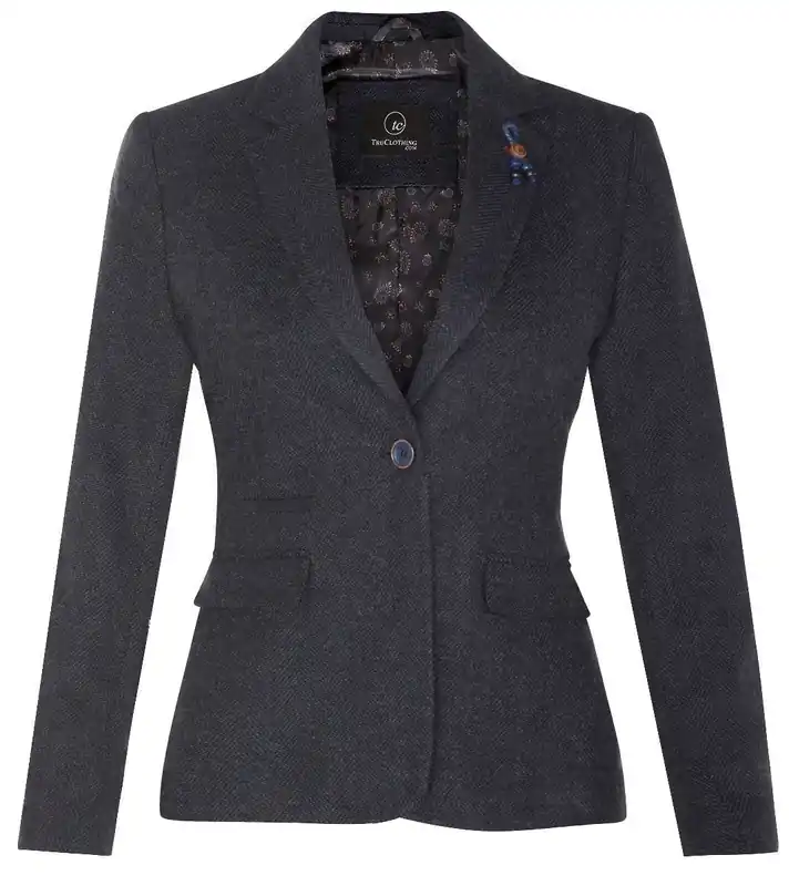 Tweed 1920s Herringbone Blazer - Infinity Leather