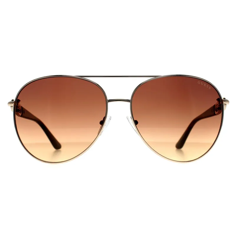 Aviator Shiny Pale Gold Brown Gradient GU00158 - Guess