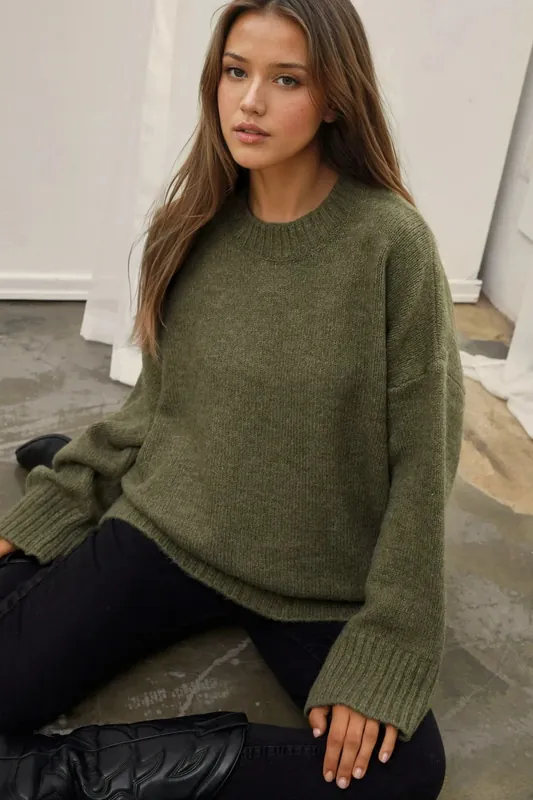 Thick Knit Crew Neck Sweater - Hiccup