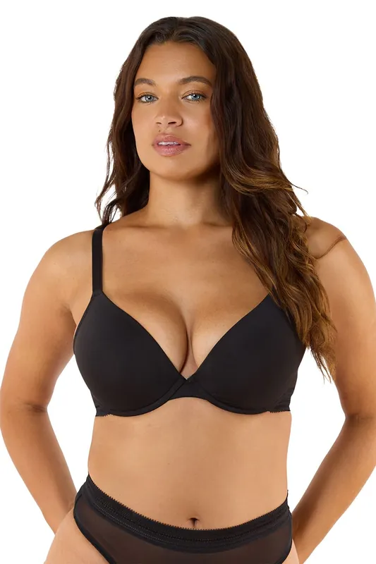 Icon Black Microfiber 'Moulded Cup Bra' - Playful Promises
