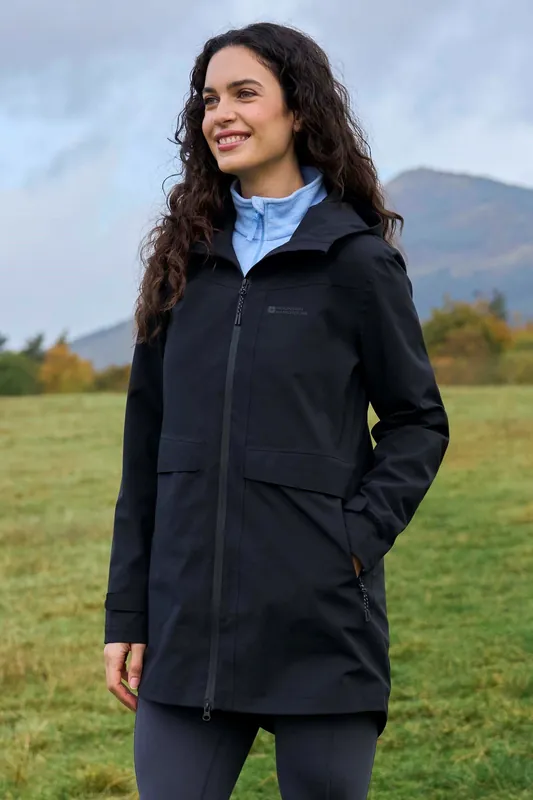 April' Long Breathable Lightweight Warm Full Zip Waterproof Jacket - Mountain Warehouse