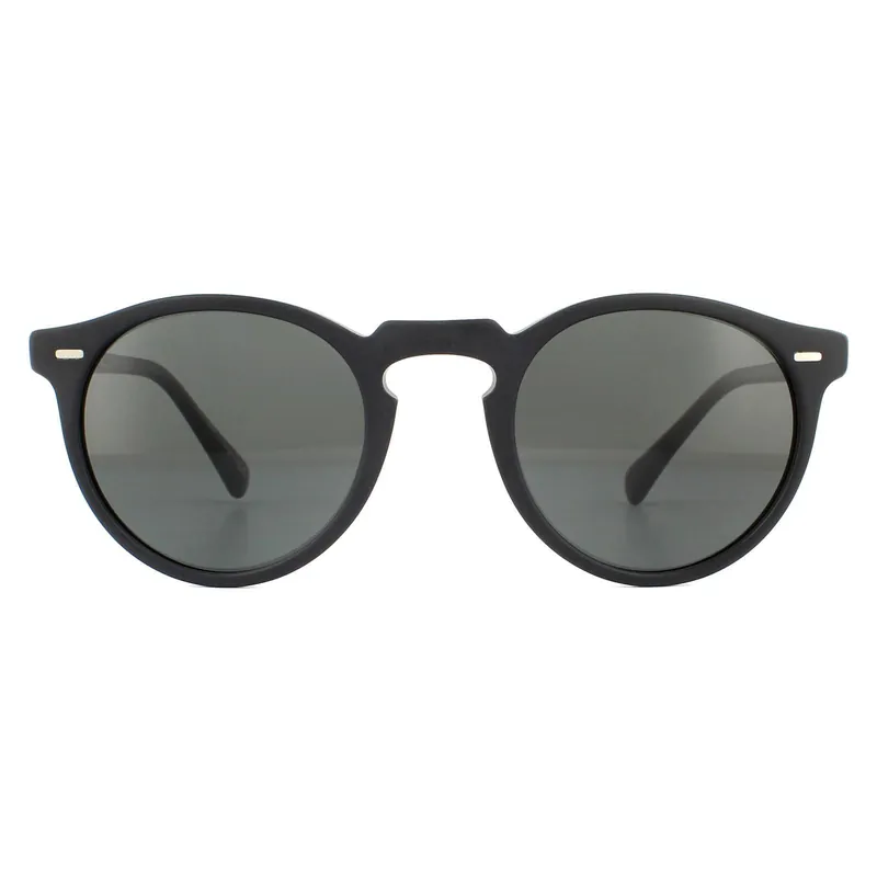 Round Semi Matte Black Crystal Midnight Express Polarised Sunglasses - Oliver Peoples