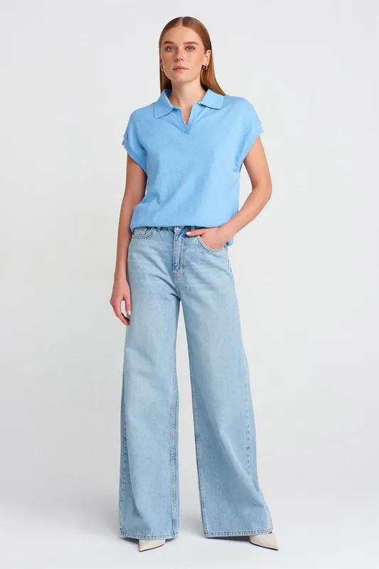 High Waist Wide Leg Cotton Denim Jeans - Dilvin