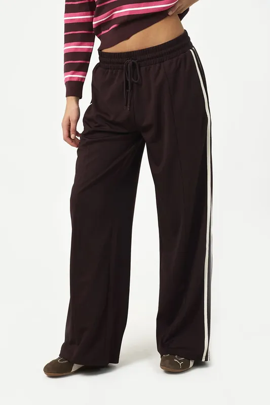 Side Stripe Wide Leg Joggers - Brave Soul