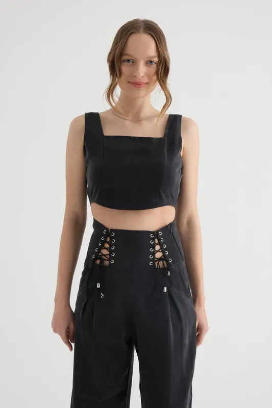 Square Neck Corset Crop Top - Hiccup