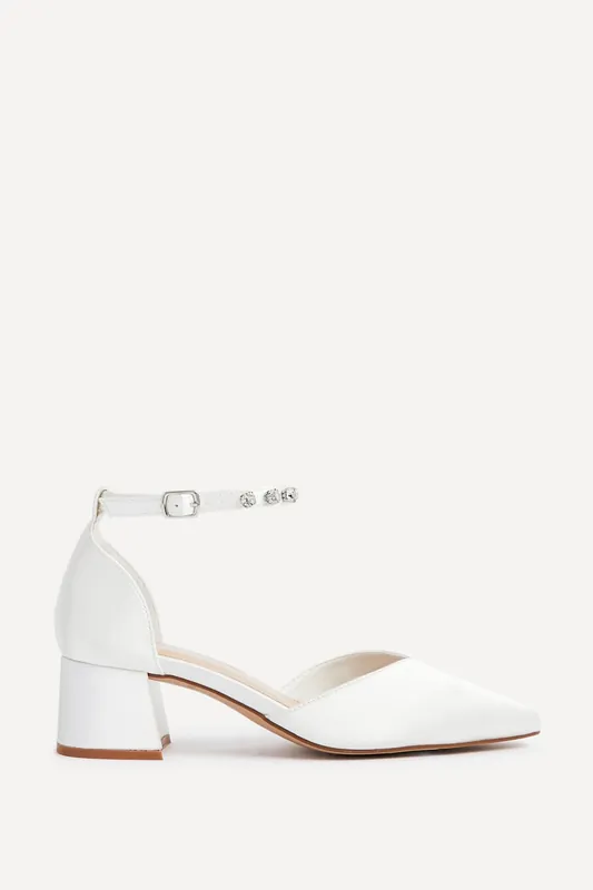 Jordana Ivory Satin Low Block Court Heel - Linzi