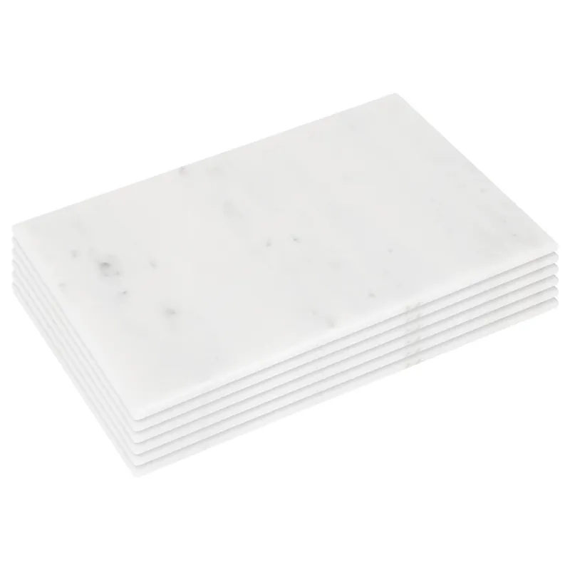 Rectangle Marble Placemats - 30cm x 20cm - White - Pack of 6