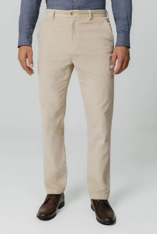 Beige Corduroy Casual Trousers - Dobell