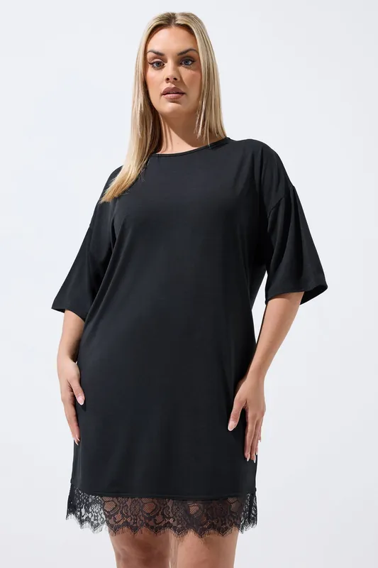Lace Trim Mini Dress - Yours